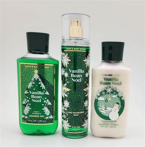 Bath And Body Works Vanilla Bean Noel 3pc Bundle Trio Shower Gel Fragrance Mist And Body Lotion