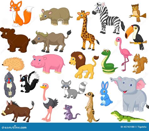 Coleção Dos Desenhos Animados Do Animal Selvagem Ilustração do Vetor