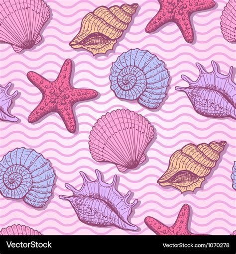 Sea Shells Hand Drawn Seamless Pattern Royalty Free Vector