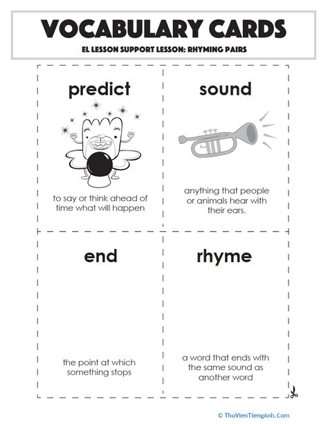 Vocabulary Cards Rhyming Pairs Thư Viện Tiếng Anh