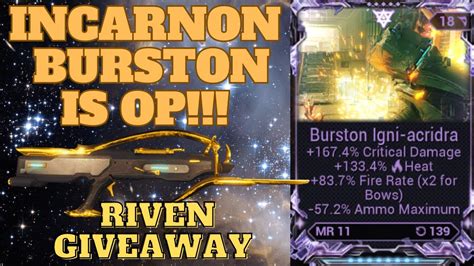 This Warframe Burston Prime Incarnon Build Is Busted Riven Giveaway