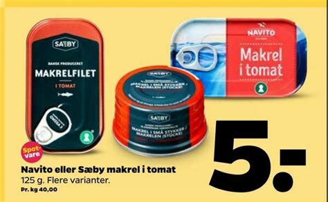 Navito eller Sæby makrel i tomat tilbud hos Netto