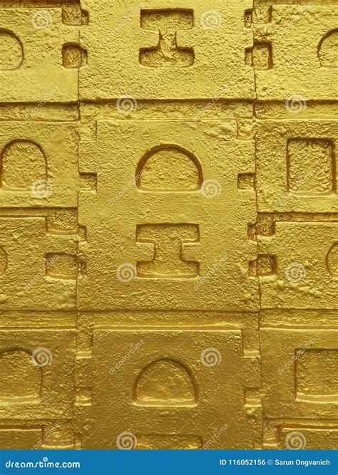 Gold Art Architecture Temple Wall Background Texture Stock Photo