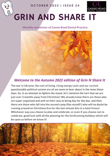 October November Newsletter Cassio Road Dental Practice Dental