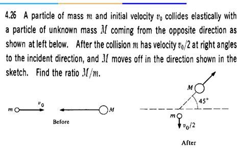 426 A Particle Of Mass M And Initial Velocity Vo Collides Elastically