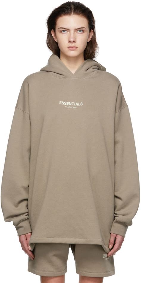 Essentials Taupe Cotton Hoodie