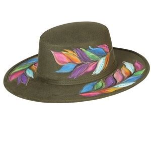 Hand Painted Artisanal Fedora Hat Sombrero Pintado A Mano Artesanal