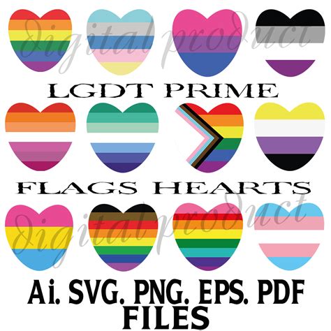 Heart Lgbt 12 Pride Flags Svg Vector Graphics Ai Eps Png Sv Inspire