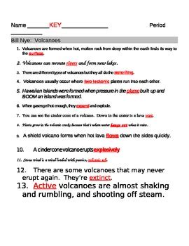 Bill Nye Volcanoes Video Fill In Guide Sheet By Jjms TPT Worksheets