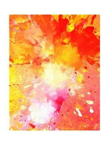 size: 24x18in Art Print: Pink and Orange Abstract Art Painting by ...