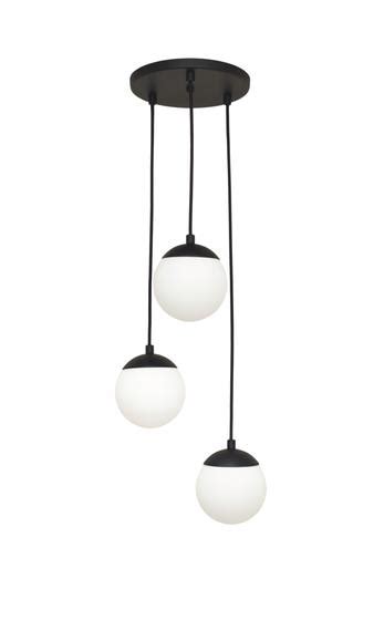 Pendente Lustre Jabuticaba Preto P 3 Globos De Vidro FRLIGHT