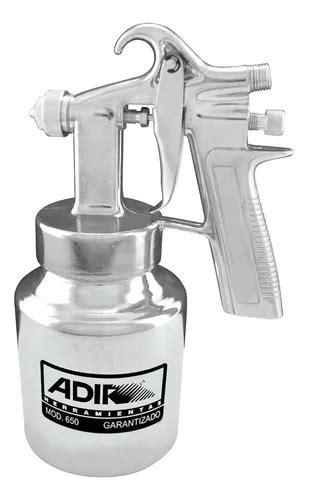 Pistola Para Pintar Adir 650 Baja Presión 1 Lt 50 Psi Color Plateado