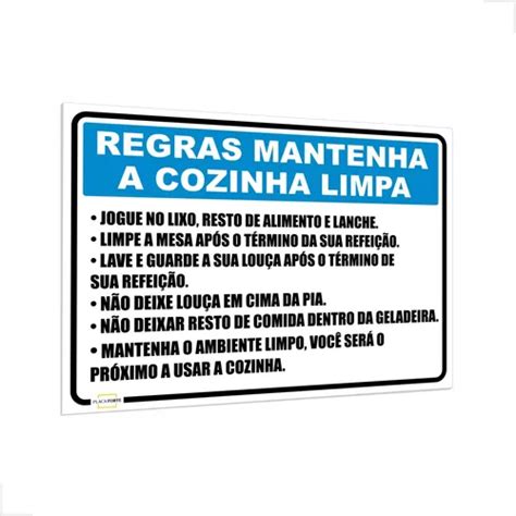 Placa De Regras P Cozinha Mantenha O Ambiente Limpo Mercadolivre