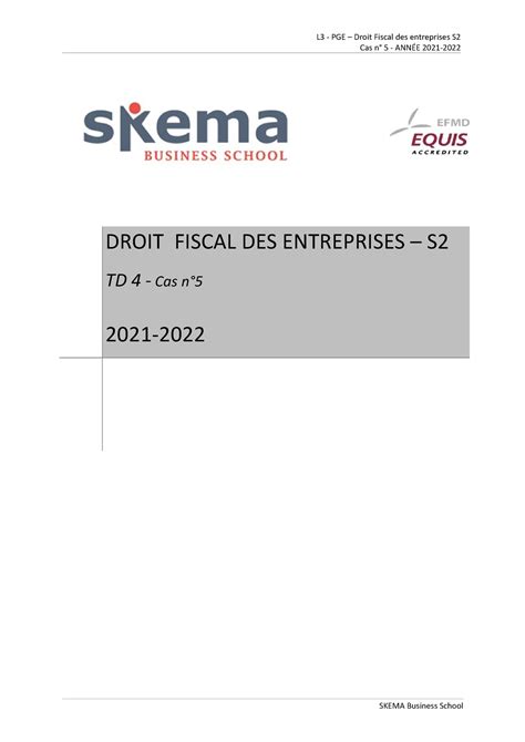 L Td Cas N Skema Business School L Pge Droit