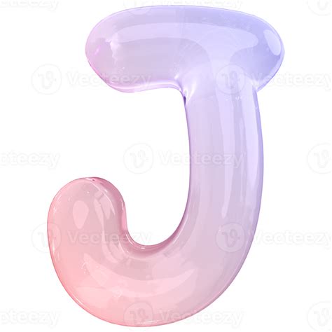 Gradient Bubble Letter J Font 3d Render 36305198 Png