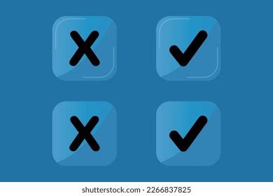 Glossy Check Mark Cross Buttons Design Stock Vector Royalty Free