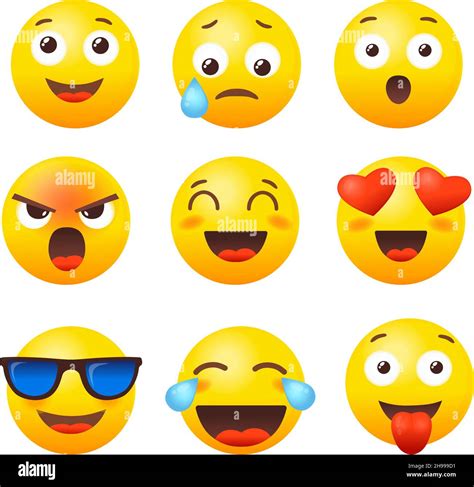 Emoji reaction set. Emoticon icon, emoticons emojis, social chat ...