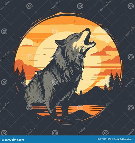 A Lone Wolf Howling at the Moon Against the Backdrop of a Forest and ...