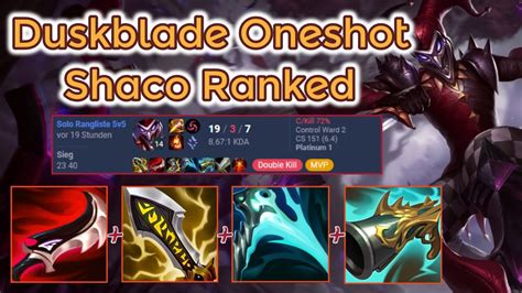 Duskblade Crit Oneshot Shaco S Dia Ranked League Of Legends Full