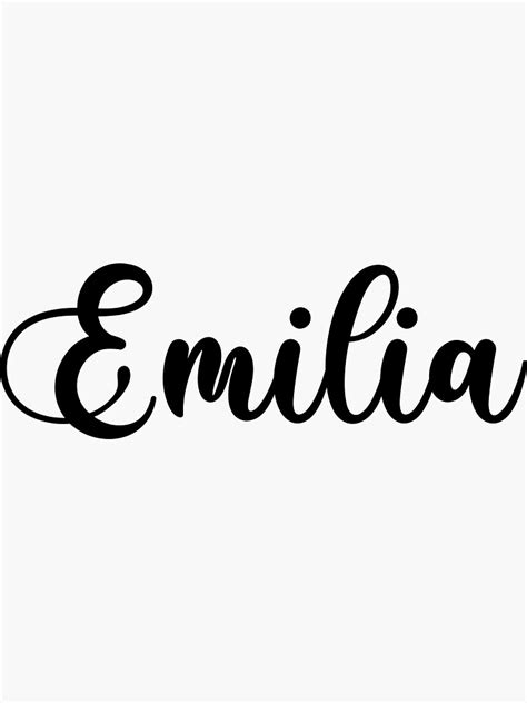 Emilia Name Handwritten Calligraphy Sticker For Sale By Yelenastore