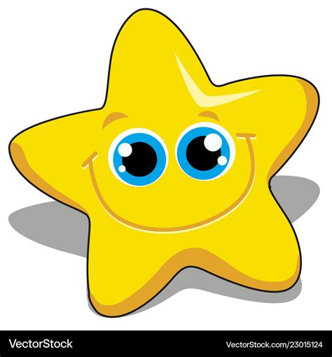 Smile Face Cute Yellow Star Isolated On White Vector Image