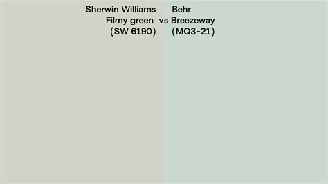 Sherwin Williams Filmy Green Sw Vs Behr Breezeway Mq Side