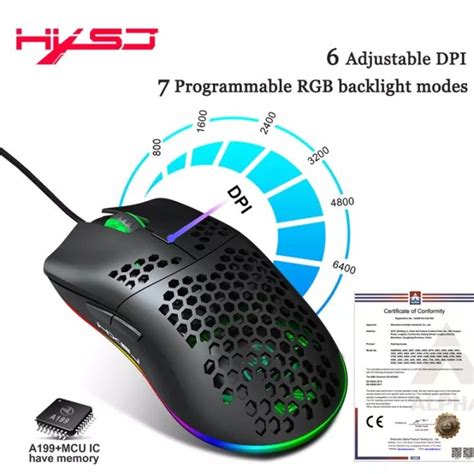 Hxsj J Usb Wired Gaming Mouse Rgb Gaming Mouse With Six Adjustable