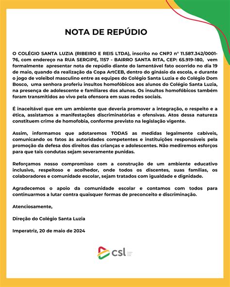 Nota De Repúdio Colégio Santa Luzia