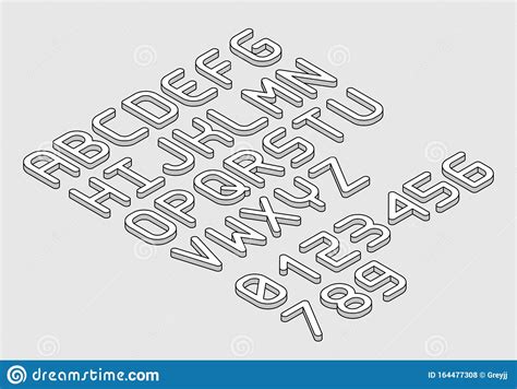 Witte Isometrische Lettertypefalfabet In Dunne Lijnstijl Vector