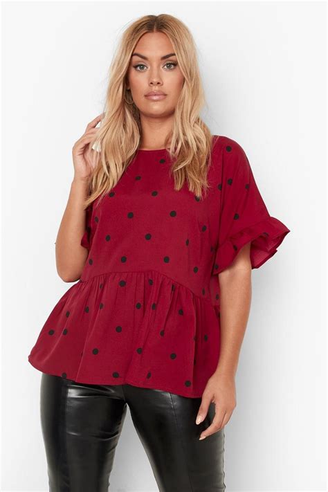 Womens Red Plus Woven Cross Back Smock Top Boohoo Uk