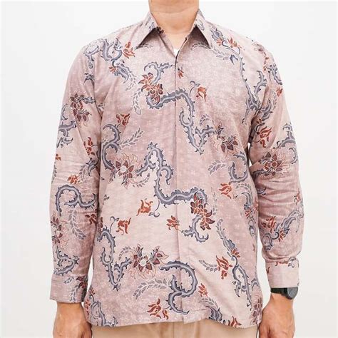 Jual Kemeja Batik Katun Doby Premium Lengan Panjang Warna Motif Cream