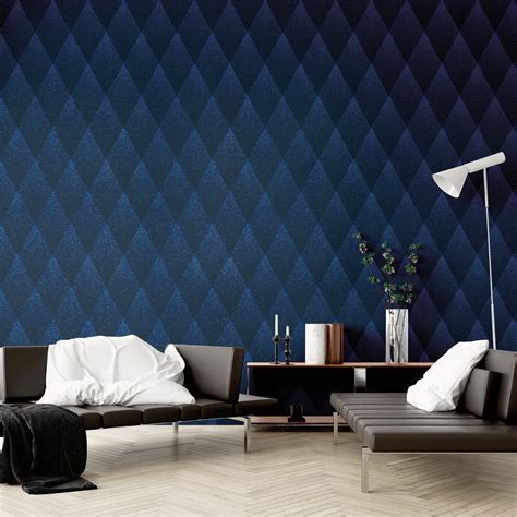 Papier peint Géométrique Losange bleu nuit pailleté New Walls d AS