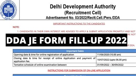 Dda Je Form Fill Up Dda Je Recruitment Apply Online Dda