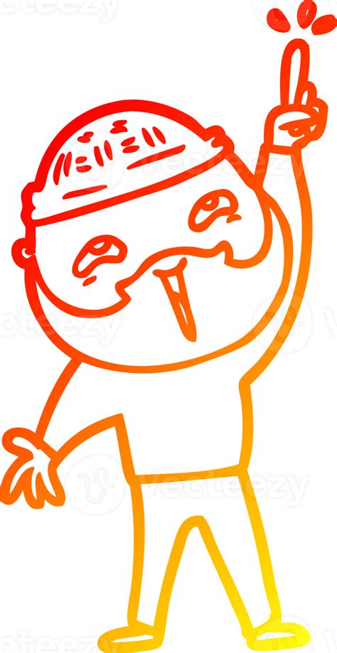 Warm Gradient Line Drawing Cartoon Happy Bearded Man 45274274 Png