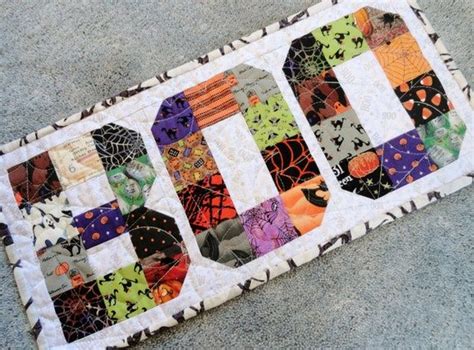 Hallowen Themed Quilted Table Topperhalloween Decorationboo Halloween Table Decorhalloween