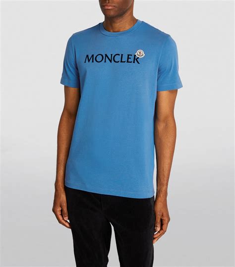 Moncler Blue Cotton Logo T Shirt Harrods UK