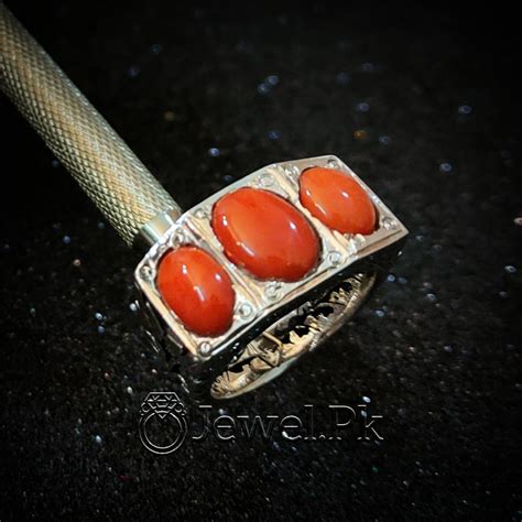 Marjan Ring - Natural Coral 925 Silver (Chandi) Ring