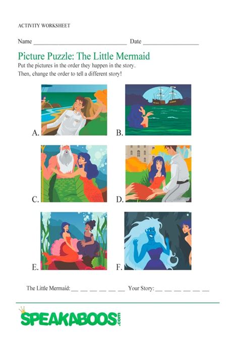 Picture Puzzle: The Little Mermaid | Speakaboos Worksheets