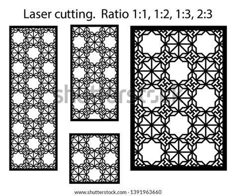 Laser Pattern Set Decorative Vector Panels Vector De Stock Libre De Regalías 1391963660