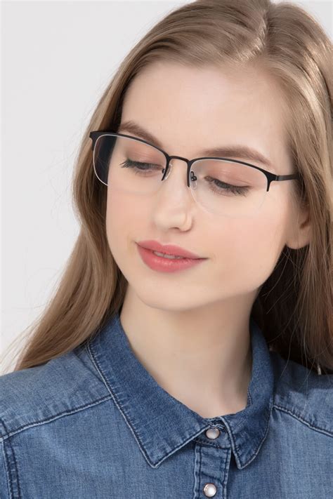 Paradox Rectangle Black Semi Rimless Eyeglasses Eyebuydirect