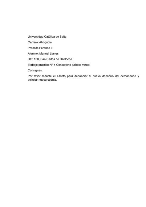 Cjv Nuevo Domicilio Practica Forense Universidad Cat Lica De