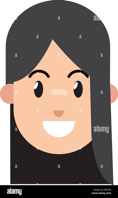 Cartoon Girl Smile Black Hair Stock Vector Image And Art Alamy