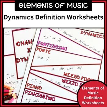 Dynamics In Music Definition Worksheets By Jooya Teaching Resources