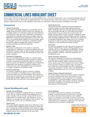 Fillable Online Commercial Lines Highlight Sheet Fax Email Print