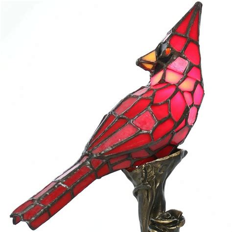 Red Stained Glass 13 Inch Tall Cardinal Accent Table Lamp Etsy