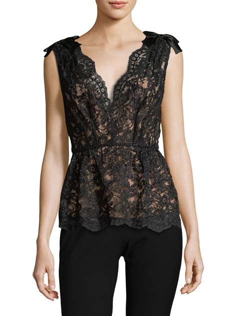 Miu Miu Lace Peplum Top In Black Lyst