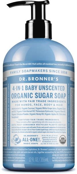 Dr Bronner S Organic Pump Soap Baby Unscented 355ml