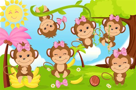 Monkey Clipart Monkey Girl Illustrations 29141 Illustrations