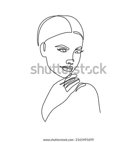 Female Face Line Art Drawing Woman Stock Vector Royalty Free