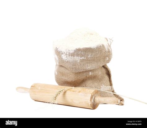 Composition Of Wheat Flour In Sack Stock Photo Alamy